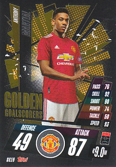 Anthony Martial Manchester United 2020/21 Topps Match Attax CL Golden Goal Scorers #GG10